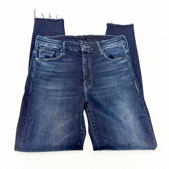 Mother High Waisted Looker Ankle Fray Last Call Dark Wash Denim Jeans Size 28 - Picture 4 of 10